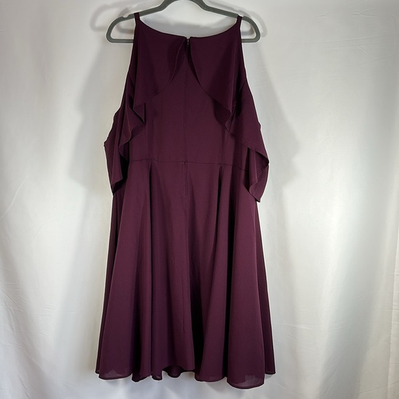 Torrid Purple Tulip Cold Shoulder Georgette Ruffled Dress NWT - Picture 6 of 7
